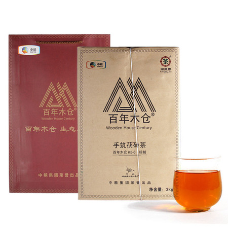 中茶 安化黑茶 百年木仓生态黑茶K5-6手筑茯砖3Kg/块（配礼袋）图片