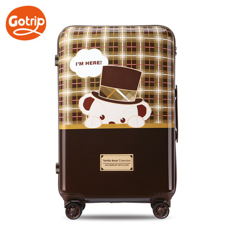 gotrip泰迪熊拉杆箱密码万向轮女行李箱可爱旅行箱24英寸 5280TLOVE20H图片