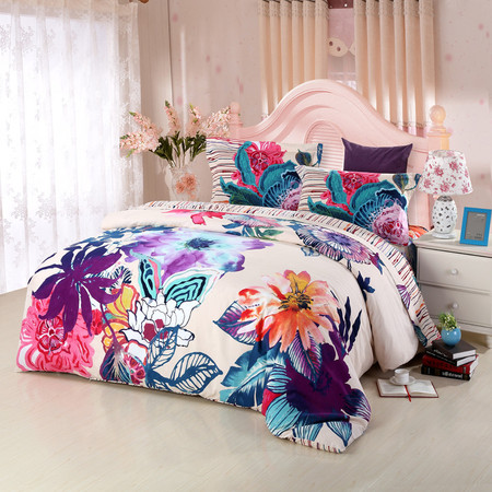 优然之家家纺URAN 1.8米床全棉加厚磨毛四件套床上用品-芳草香图片
