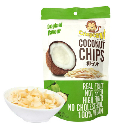 泰国原装进口原味烤椰子片干40g其脆牌crispconut 香脆零食
