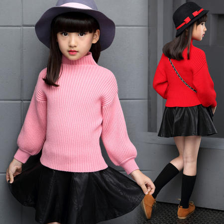 2016春秋款童装 针织女童毛衣高领韩版儿童套头针织衫图片
