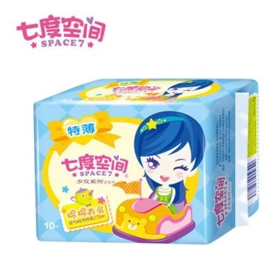 七度空间新品 少女系列卫生巾 棉棉特薄夜用10片装 QSD8210-1图片