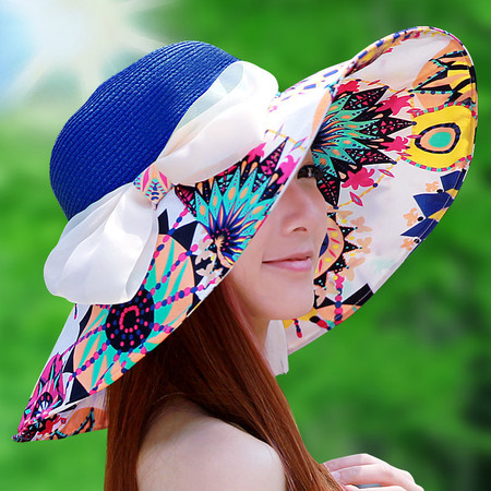 瑶行 帽子女士韩版潮可折叠夏天草帽太阳帽防紫外线遮阳帽沙滩帽防晒帽