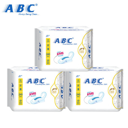 ABC卫生巾纯棉日用卫生巾K11*3包图片