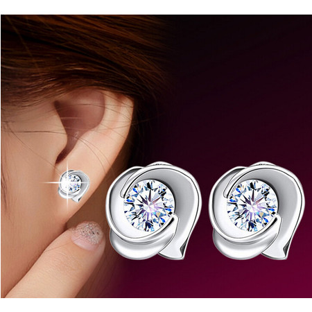 925纯银银耳饰品韩版新品复古玫瑰耳钉 女士耳环图片