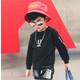 韩版男儿童袖子织带T恤 春秋款字母图案中大童上衣