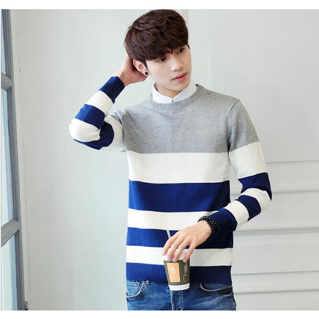 秋冬季男士毛衣韩版潮流个性男装长袖圆领针织衫冬季外套线衣毛衫图片