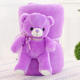 iloop动漫空调毯抱枕被折叠玩偶靠垫午休珊瑚绒毛绒玩具儿童毯子 紫色小熊款 1.7米*2米