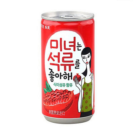 韩国进口饮料 乐天爱情美女石榴汁180ml*15听 果汁饮料图片