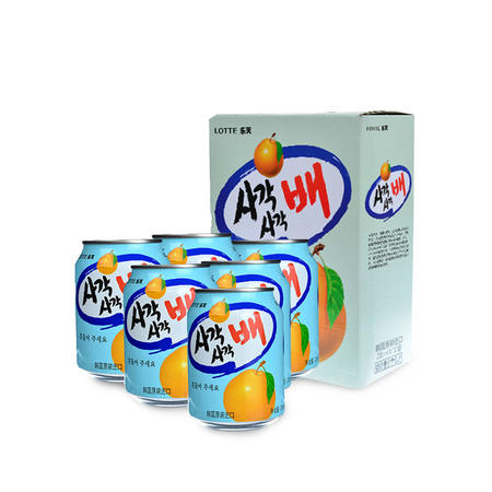 韩国原装进口 乐天粒粒梨汁果肉果汁 果味饮料 238m*12