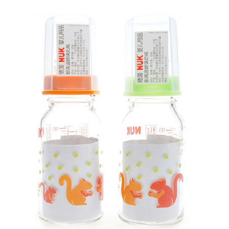 NUK标准口径耐高温玻璃彩色奶瓶230ml颜色随机图片