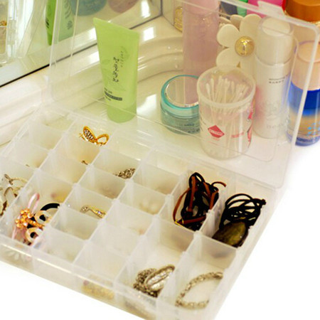 开馨宝 透明盒24格可组装DIY首饰盒储物盒 塑料透明盒子 药箱可拆卸组合