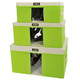 开馨宝毛衣收纳箱/带盖可视衣物整理箱三件套--草绿色（K8226-2） 。