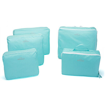 普润 韩版旅行包中包整理包/收纳袋-蓝色（五件套）XP4403 。图片