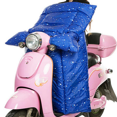 耀点100 电动车连体挡风被摩托车挡风罩双面防水一体式护膝被 蓝色水珠图片