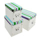 耀点100 精品整理盒三件套 多功能金属边环保PP有盖收纳盒 七色彩条