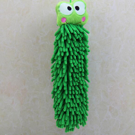 普润 卡通可挂式雪尼尔 纤维多用擦手巾 擦车布2个装 绿色青蛙 。图片
