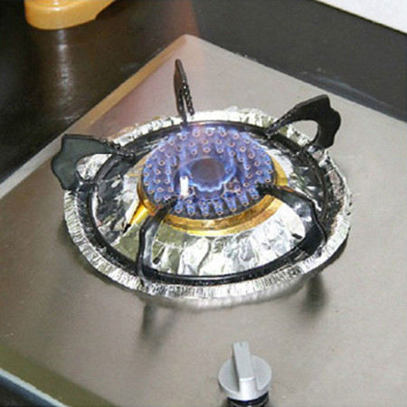 煤气灶铝箔耐高温防油盘清洁垫 灶具防油垫 10片装款式随机 。