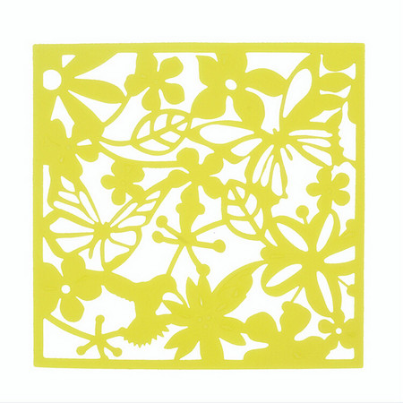普润 现代简约雕花镂空挂式屏风/墙贴--黄色   4个装 。图片