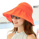 可折叠遮阳帽防晒帽子防紫外线帽大檐帽海边沙滩太阳帽空顶帽 橙色。