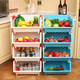 普润 镂空爱心加厚塑料厨房置物架三只装 果蔬筐篮水果蔬菜收纳储物箱蓝色。