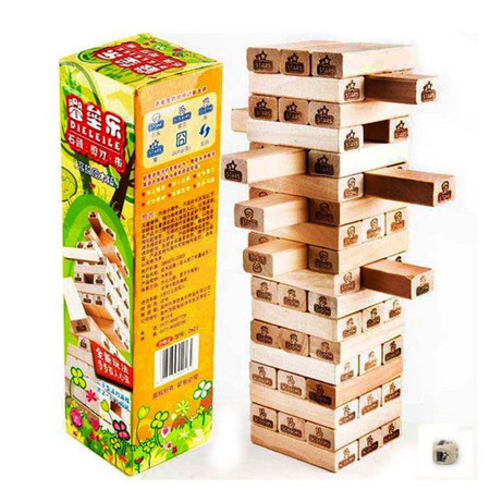 普润 儿童积木玩具 石头剪刀布叠垒乐 原木54块叠叠高 猜拳层层叠积木 。图片