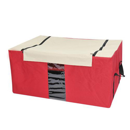 普润 优质牛津布铁架收纳箱/百纳箱/储物箱-红色（72L） 。