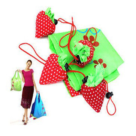 普润 时尚便携式可折叠的环保草莓购物袋 超市购物袋 杂物袋颜色随机 。图片