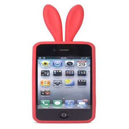 普润 iphone 4兔女郎硅胶手机套粉色 。