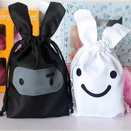 普润 忍者兔子可爱布艺收纳袋 束口收纳袋 杂物袋日用整理袋2色随机发货 .