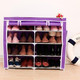 普润 创意收纳双排五层四格简易鞋柜宜家多功能无纺布防尘鞋橱鞋架 紫色。