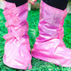 环保可调节 加厚高帮防滑平跟底防雨鞋套 女士雨鞋 雨靴高筒 S号34-35码粉色