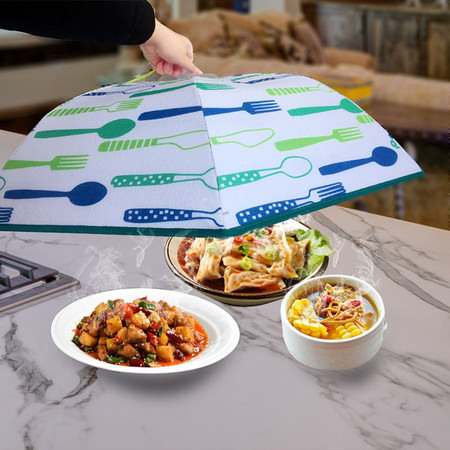 保温饭菜罩餐厅可折叠保温菜罩防尘防蝇多功能食物罩 骨架绿色火烈鸟图片