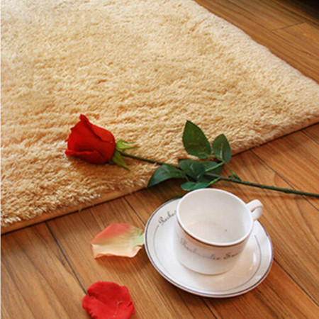 短毛丝毛地毯卧室网红同款床边满铺客厅茶几沙发地垫房间地毯 40x60cm驼色图片