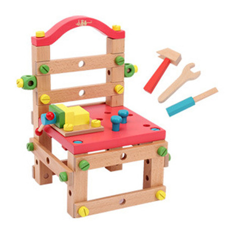 小皇帝 木制螺母组合益智玩具 拆装工具椅 组装工具椅 可当凳子 鲁班椅图片