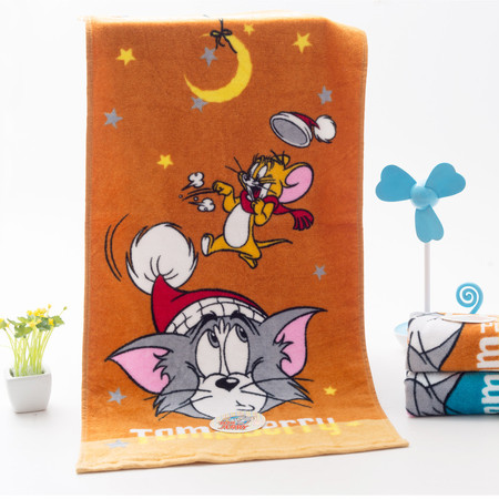 孚日洁玉华纳Tom&Jerry活性印花毛巾纯棉精致洗脸巾卡通猫和老鼠图片