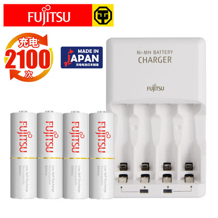 富士通（Fujitsu）标准充电器5号4节2100次套装FCT343镍氢电池日本原装