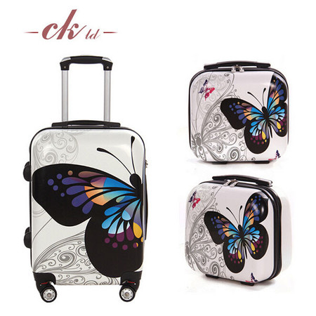 乔顺达 时尚便携式拉杆箱 旅行箱行李箱包万向轮 蝴蝶24寸 QSD003图片