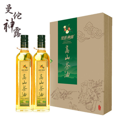 曼佗神露 茶油 山茶油 植物油 食用油725MLX2瓶压榨礼盒图片