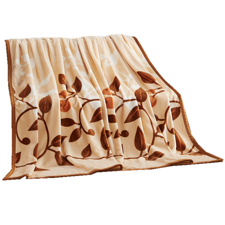 恒源祥 柔软舒适法兰绒毯子单双人午休盖毯珊瑚绒空调毯毛毯 树叶 200*230cm