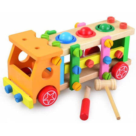 儿童拆装螺母玩具木制玩具敲球螺丝车JF24螺丝车MGWJ图片