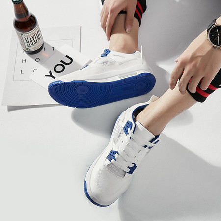 白色运动鞋男士网布透气小白鞋气垫休闲跑步鞋男鞋子ZK003 JQSL图片