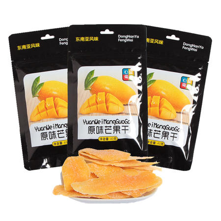 【满立减年终促 心味果园】原味芒果干40gx3袋特惠坚果干蜜饯果脯系列休闲食品零食品图片