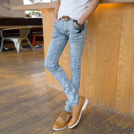 mssefn 2014新款时尚百搭个性潮小脚男士牛仔裤2098-NZ70