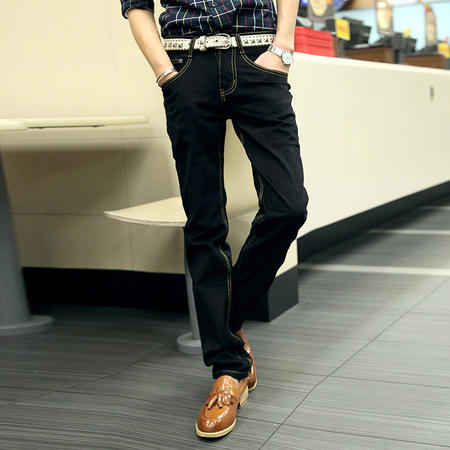 mssefn 2014新款时尚百搭男士修身个性潮牛仔裤 男2098-B17图片