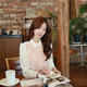 mssefn 2014秋装新款  韩版修身拼色雪纺长袖女衬衫8615-802