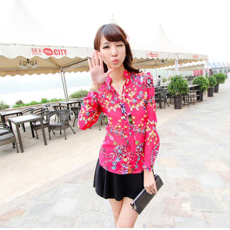 mssefn 2014新款 时尚简洁钻石花 气质长袖衬衫 8619-X6610图片