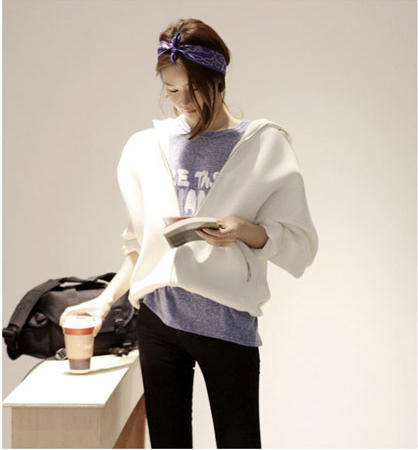 mssefn  2014秋装新款韩版纯色外套太空棉连帽长袖卫衣8607-C6115