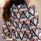 mssefn2015新款领花泡泡袖拼接袖口气质优雅时尚韩版印花上衣女