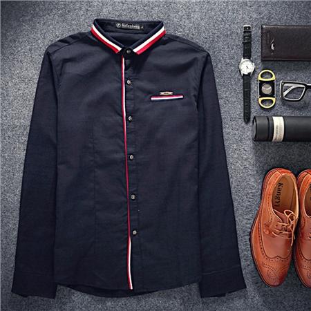 mssefn2015韩版新款 男装长袖衬衫休闲 纯色男衬衣学生班服 A336-908图片